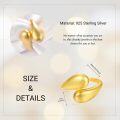 wholesale Gold 925 Sterling Silver Matte Finish Oval Adjustable Ring for Women-0-1