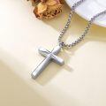 wholesale 925 Sterling Silver Cremation Memorial Cross Urn Pendant Necklace  for Men & Women w/ Gift Box and Funnel - Customizable Text on Back-0-3
