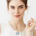 TOUPOP Sterling Silver Blue Crystal Rose I Initial Letter Pendant Necklace-0-2