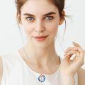 TOUPOP Sterling Silver Blue Crystal Rose Q Initial Letter Pendant Necklace For Women-0-2