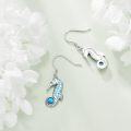 wholesale 925 Sterling Silver Blue Turquoise Sea Horse Dangle Drop Earring Gift for Her-0-3