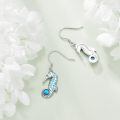 wholesale 925 Sterling Silver Seahorse Blue Enamel Turquoise Drop Earrings For Women-0-3