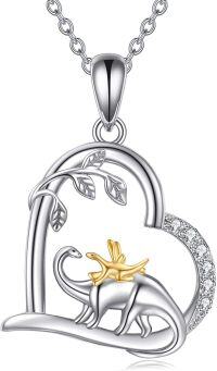 wholesale 925 Sterling Silver Dinosaur Love Heart Infinity Pendant Necklace  for Women-Dinosaur