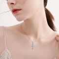 wholesale 925 Sterling Silver Blue Crystal Cross Memorial Keepsake Pendant Necklace with Funnel and Spatula Set-0-1