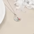 TOUPOP Sterling Silver Abalone Shell Crystal Fox Wolf Necklace-0-1