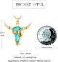 wholesale Sterling Silver Turquoise Cow Skull Necklace Western Cowgirl Jewelry-0-27