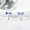 wholesale 925 Sterling Silver Blue Dragonfly Huggie Hoop Earrings for Women Girls Gifts-0-3