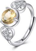 wholesale 925 Sterling Silver Citrine Celtic Knot Adjustable Ring for Women-0-0