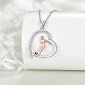 wholesale 925 Sterling Silver Heart-Shaped Soccer Player Pendant Necklace Sporty Gifts for Women-0-4