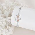 wholesale 925 Sterling Silver Heart & Rose Anchor Charm Anklet - Nautical s for Women and Girls-0-2