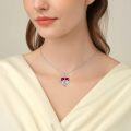 wholesale 925 Sterling Silver Heart-Shaped Red Crystal Angel Pendant Necklace Gift for Sisters and Moms-0-3