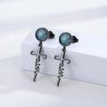 wholesale 925 Sterling Silver Cross & Turquoise Dangle Drop Earrings with Abalone Shell Accents-0-2