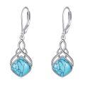 wholesale 925 Sterling Silver Drop Earrings Blue Moonstone Celtic Knot Platinum Plated For Women-0-41