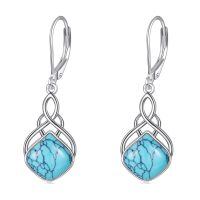 wholesale 925 Sterling Silver Moonstone Dangle Earrings Wholesale Celtic Knot Design-Turquoise irish leverback earrings