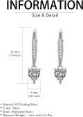 wholesale 925 Sterling Silver Moissanite Leverback Earrings, 1.0ct D Color Heart-Cut, Gift Box-0-4