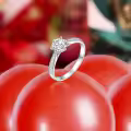 TOUPOP 14k Gold Plated Moissanite 4-Prong Engagement Ring-0-4