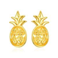 wholesale 14k Gold Pineapple Heart Design Stud Earrings For Women-Pineapple Earrings