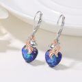 wholesale 925 Sterling Silver Unicorn Blue Crystal Heart Drop Earrings-0-1