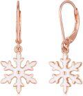 wholesale 925 Sterling Silver White Enamel Snowflake Leverback Dangle Earrings for Women-0-0