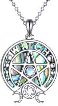 wholesale 925 Sterling Silver Abalone Shell Witch's Knot Pentagram Pendant Necklace Wiccan Jewelry-Witche Necklace