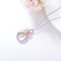 wholesale 925 Sterling Silver Yoga Pose Pendant Necklace with Rose Gold Accents and Cubic Zirconia Stones for Women-0-2