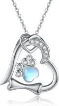wholesale 925 Sterling Silver Moonstone Dog Bone Pendant Necklace for Women Girls-0-0