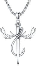 wholesale 925 Sterling Silver Antler Anchor Pendant Necklace  for Men Christian -0-0