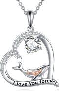 wholesale 925 Sterling Silver Whale Heart Love Forever Pendant Necklaces for Mom and Daughter Gift Set-0-0