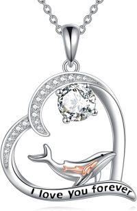 wholesale 925 Sterling Silver Whale Heart Love Forever Pendant Necklaces for Mom and Daughter Gift Set-Whale