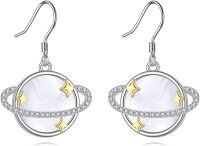 wholesale 925 Sterling Silver Planet Star Drop Dangle Earrings - Space Theme Jewellery Gift for Her Him-Planet Earrings 1