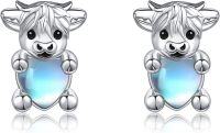 wholesale 925 Sterling Silver Cow Heart Studs earrings for mom-Highland Cow Stud-Highland Cow Stud
