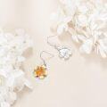 wholesale 925 Sterling Silver Orange & Yellow Marble Stone Plumeria Flower Drop Earrings for Women s-0-2