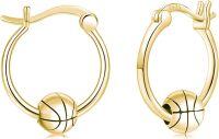 wholesale 925 Sterling Silver Basketball Hoop Earrings for Women and Girls-Gold Basketball