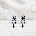 wholesale 925 Sterling Silver Raccoon Moonstone Stud Earrings for Women Cute Animal s-0-3