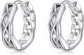 wholesale S925 Sterling Silver Celtic Knot Huggie Earrings with Star Design and Braided Pattern-0-0