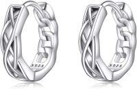 wholesale S925 Sterling Silver Celtic Knot Huggie Earrings with Star Design and Braided Pattern-W-Celtic Knot&Chain