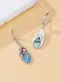 TOUPOP Sterling Silver Abalone Shell Teardrop Leverback Dangle Earrings-0-3