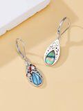 TOUPOP Sterling Silver Abalone Shell Teardrop Leverback Dangle Earrings-0-3