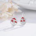wholesale 925 Sterling Silver Mushroom Leverback Hoop Earrings with Red Enamel Accents-0-5