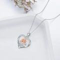 wholesale 925 Sterling Silver Heart-Shaped Flower Pendant Necklaces with I Love You Forever Engraving for Women Girls Gifts (Lotus)-0-5