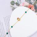 wholesale 14K Gold Green Stone Red Enamel Frog & Mushroom Charm Bracelet for Women Mom - Adjustable Length-0-2