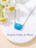 wholesale 925 Sterling Silver Turquoise Oval Stone Pendant Necklace for Women Fine s for Mom Wife Friends-0-3