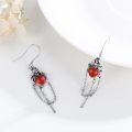 wholesale 925 Sterling Silver Red Agate Rose Drop Dangle Chain Earrings Gothic Jewelry-0-1