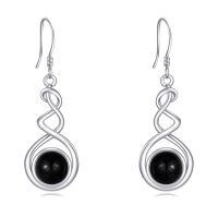 wholesale 925 Sterling Silver Green Stone Drop Earrings-Black Onyx Dangel Earrings