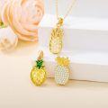 wholesale Gold 925 Sterling Silver Pineapple Pendant Necklaces (Set of 3) with Cubic Zirconia and Enamel Accents-0-4