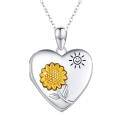 wholesale 925 Sterling Silver Sunflower Heart Pendant Necklace-0-0