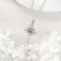 wholesale Sterling Silver Birthstones Rose Cross Heart Crucifix Pendant Necklace for Women-0-65