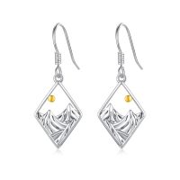 wholesale 925 Sterling Silver Abalone Shell Cubic Zirconia-Shaped Mountain Drop Earrings for Women Natural Stone Geometric Pendant Gift Set-C-Rhombus Mountain