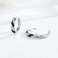 wholesale 925 Sterling Silver Black Enamel CZ Huggie Hoop Earrings for Women Girls Gifts 30mm Diameter-0-1