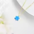wholesale Gold 14k Blue Opal Evil Eye Hamsa Pendant Necklaces Wholesale with Chain-0-5